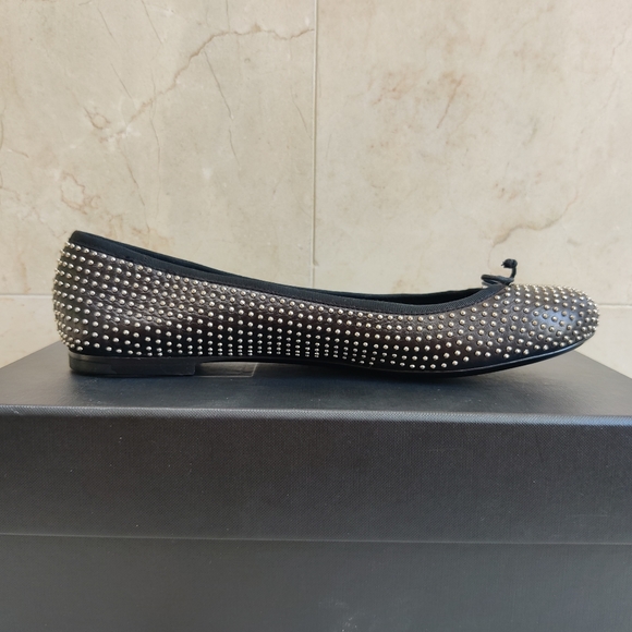 SAINT LAURENT Studded Black Ballet Flats - Picture 8 of 14